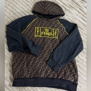 Fendi Black and Brown Logo Hoodie FF